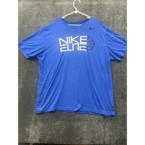 Nike Elite‎ Dri-Fit T-Shirt Mens 3XL Blue Graphic Cotton Short Sleeve Casual